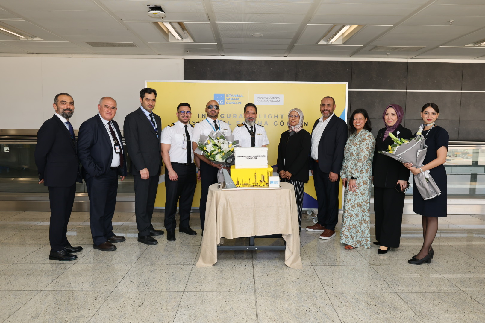 Nesma Airlines Kahire Sabiha Gökçen ilk uçuş kutlama pastası